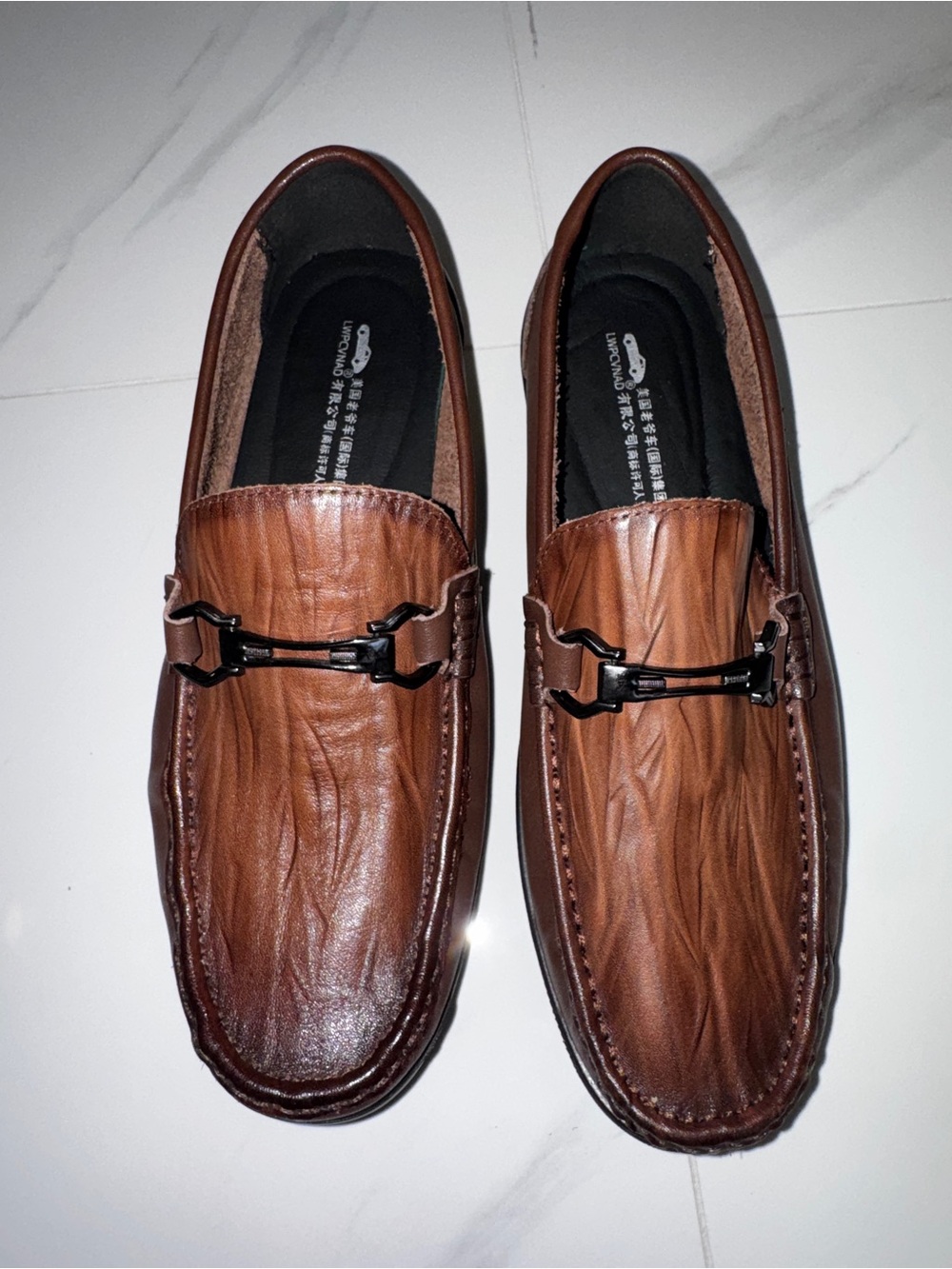Men's Brown Leather Slip-On Driving Loafers